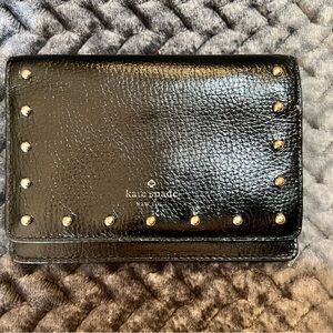 Kate Spade Black Leather Bifold Wallet with Studs.